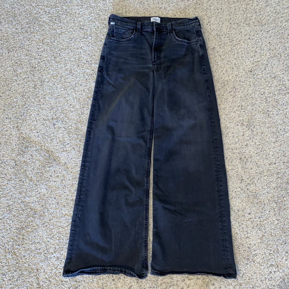 Citizens Of Humanity Loli Jeans Womens 28 Black Mid Rise Wide Leg Denim